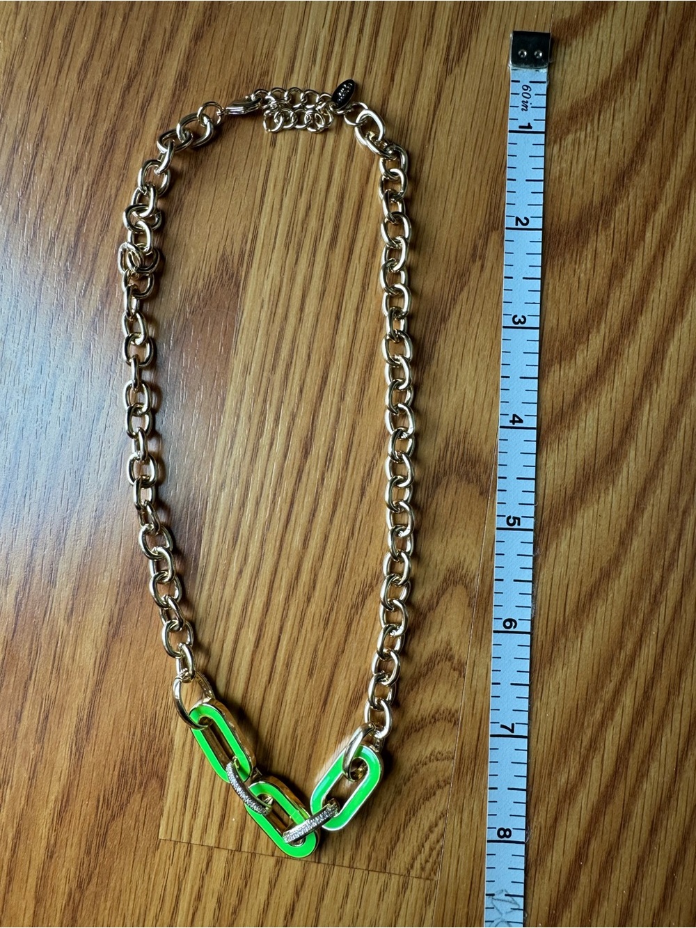 Ettika Gold Necklace with Green Statement Links - Picture 4 of 4